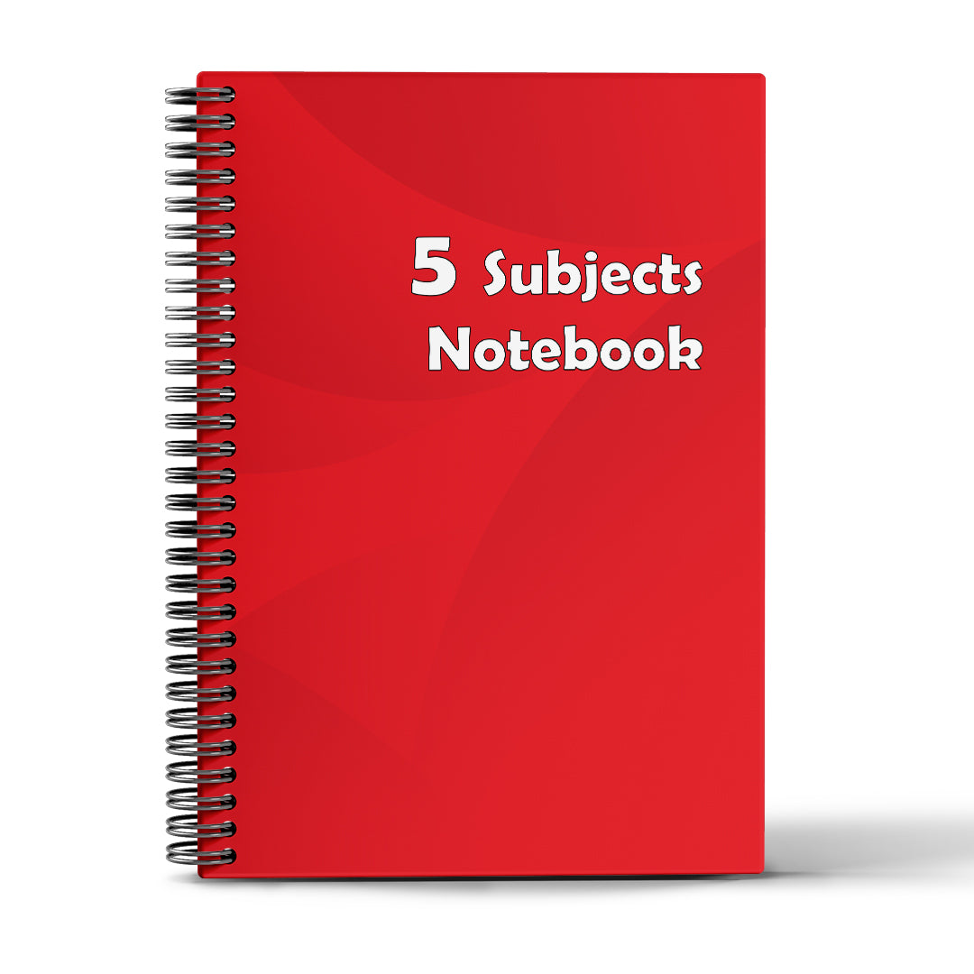 5 Subjects Notebook - 10 Colors - A4&A5  - 180 Sheets - Basic